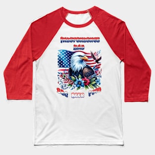 Majestic Eagle Flying With American Flag Baseball T-Shirt